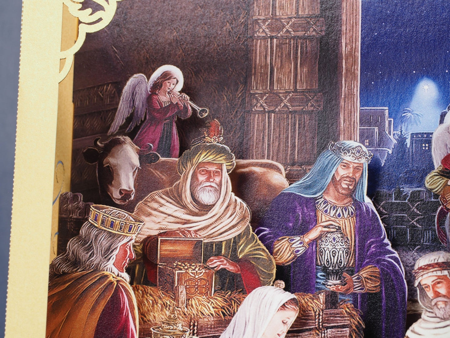 Holy Crib, baby Jesus, Mother Mary Popup card.