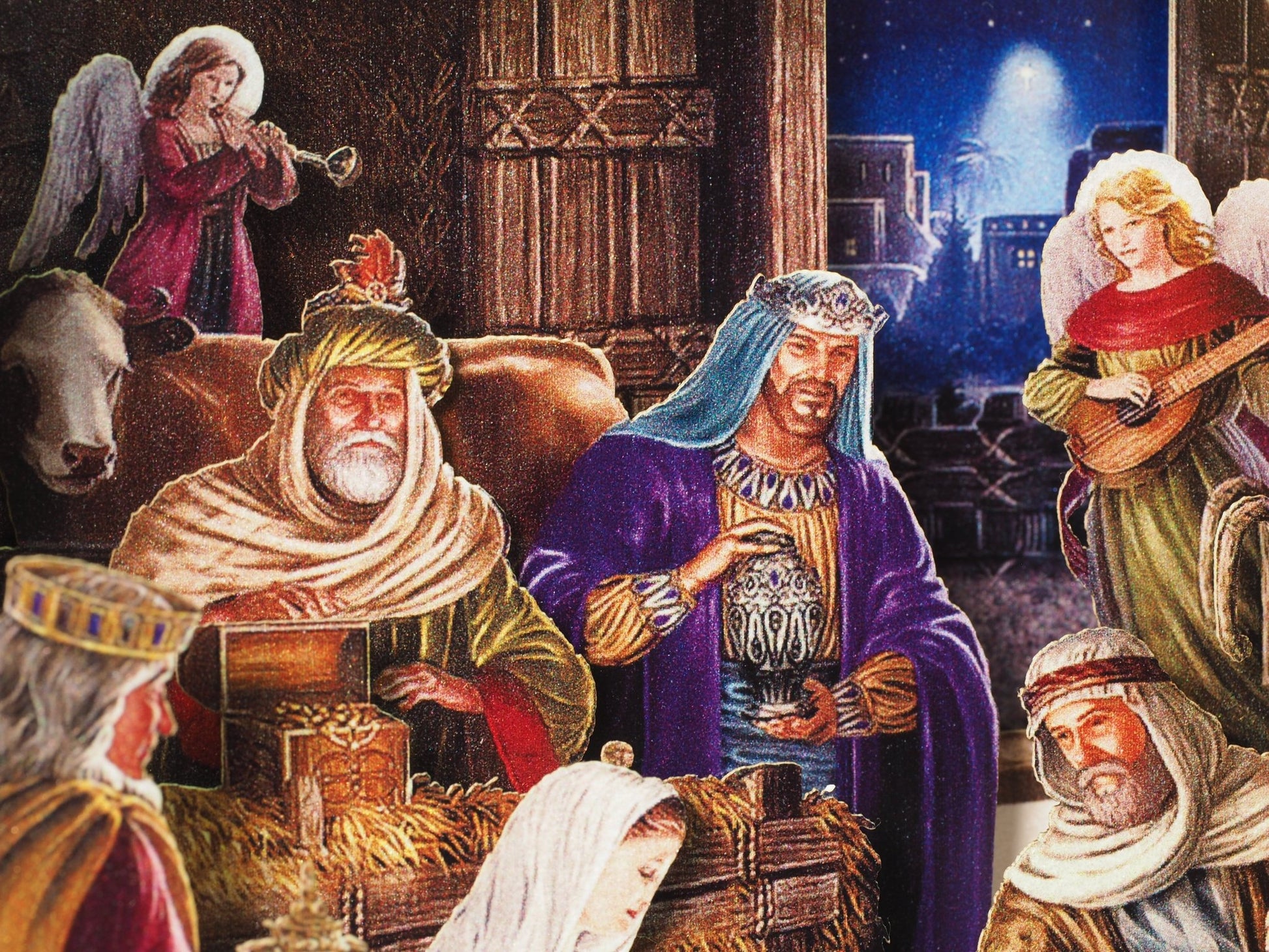 Holy Crib, baby Jesus, Mother Mary Popup card.