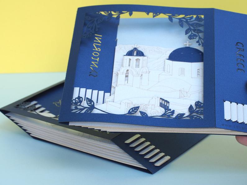 Santorini Greece pop-up card - ColibriGift