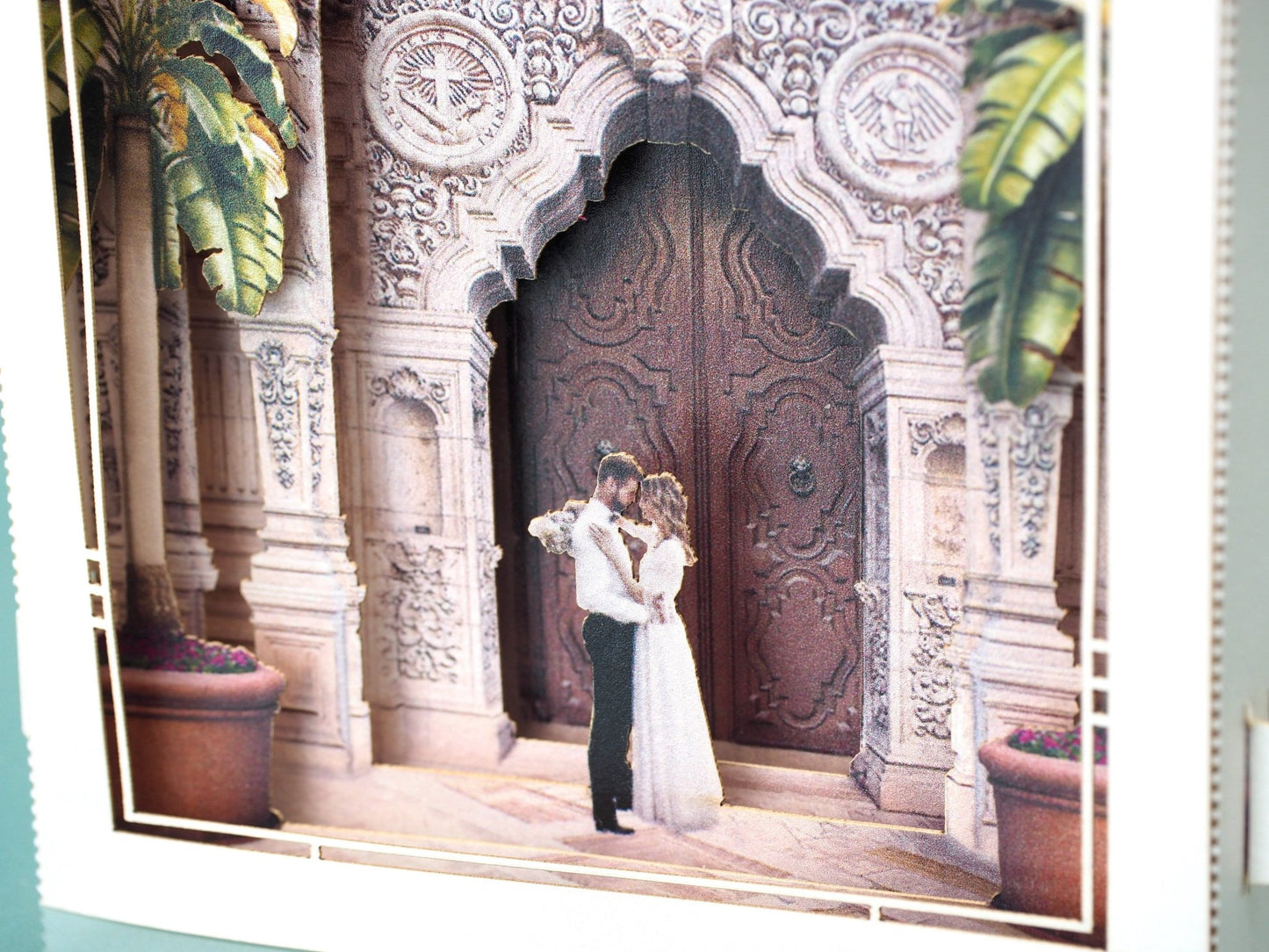 Mission Inn Hotel and Spa wedding invitations. Custom design. Paper pop up card, RSVP . USA Hotel Wedding venue ColibriGift