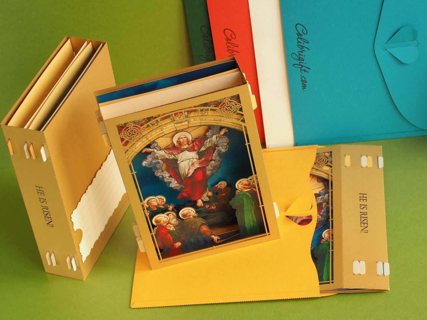 Jesus is Risen, in the Red Cloack, with Apostols pop up card