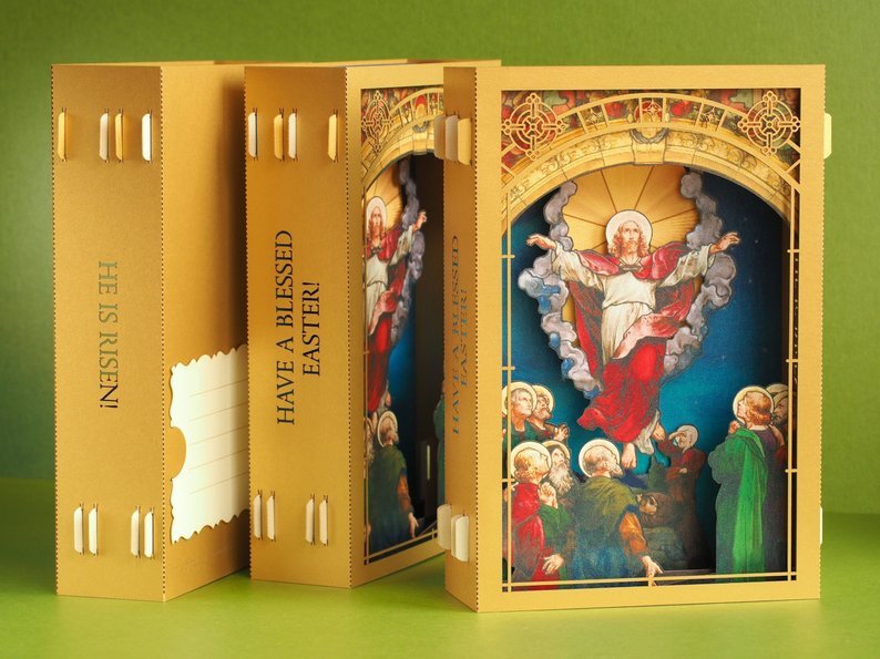 Jesus is Risen, in the Red Cloack, with Apostols pop up card