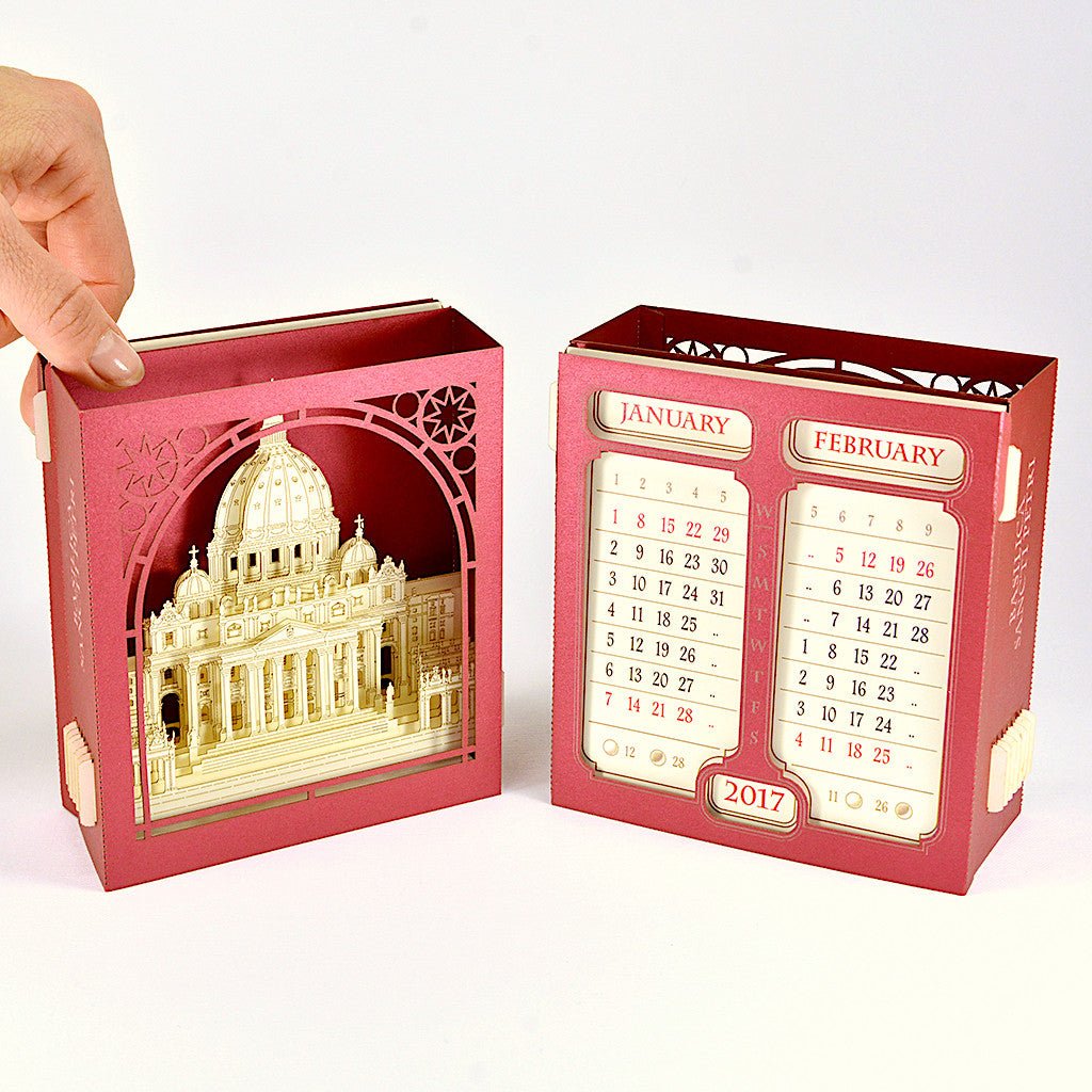 Saint Peter's Basilica architecture model with calendar pop-up card - ColibriGift