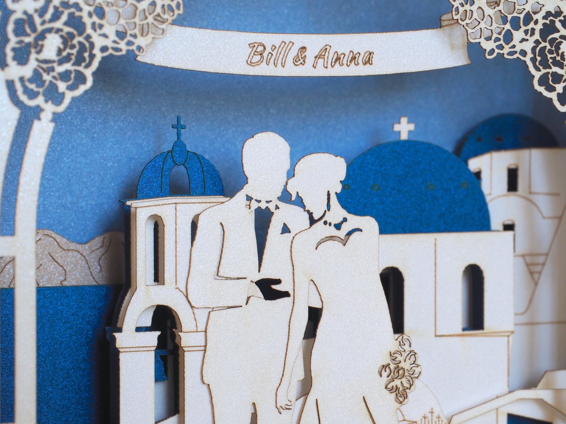 Santorini Greece wedding invitations RSVP pop-up cards Save the Date Sea Beach wedding - ColibriGift