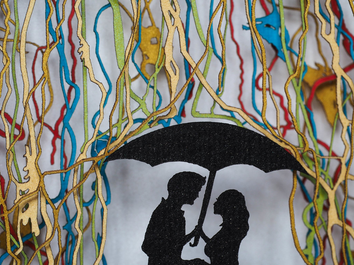 Save the Date RSVP pop-up card Rain Love Dog Couple Umbrella - ColibriGift