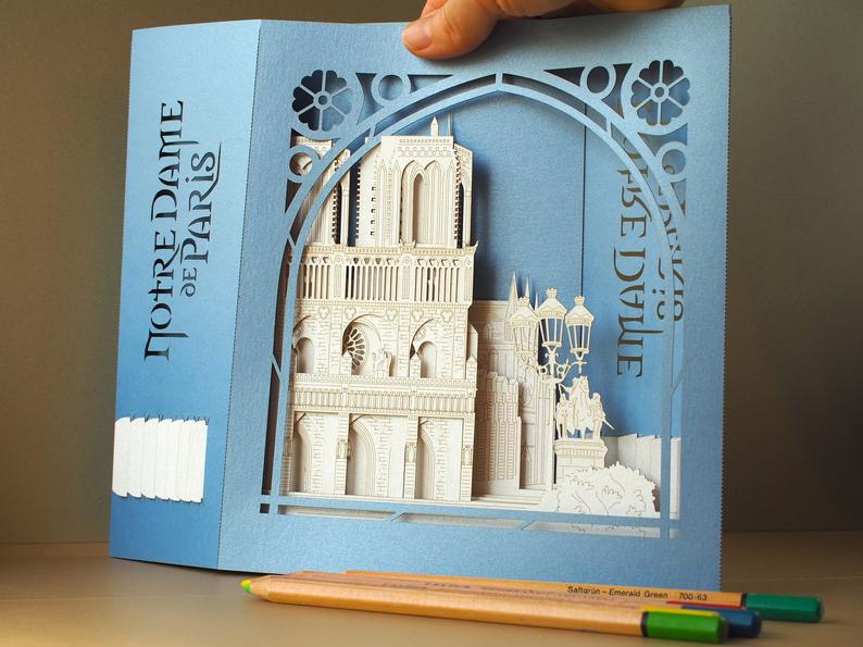 The Cathedral Notre Dame de Paris, Paris, France Big pop-up card - ColibriGift
