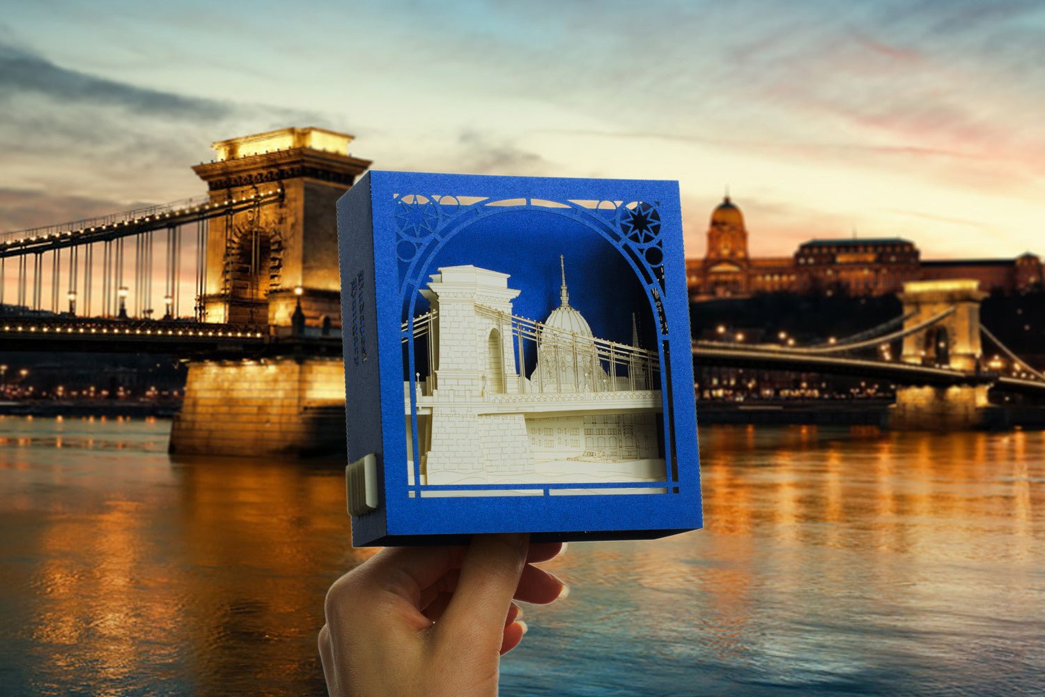 The Chain Bridge, Budapest, Hungary pop-up card - ColibriGift
