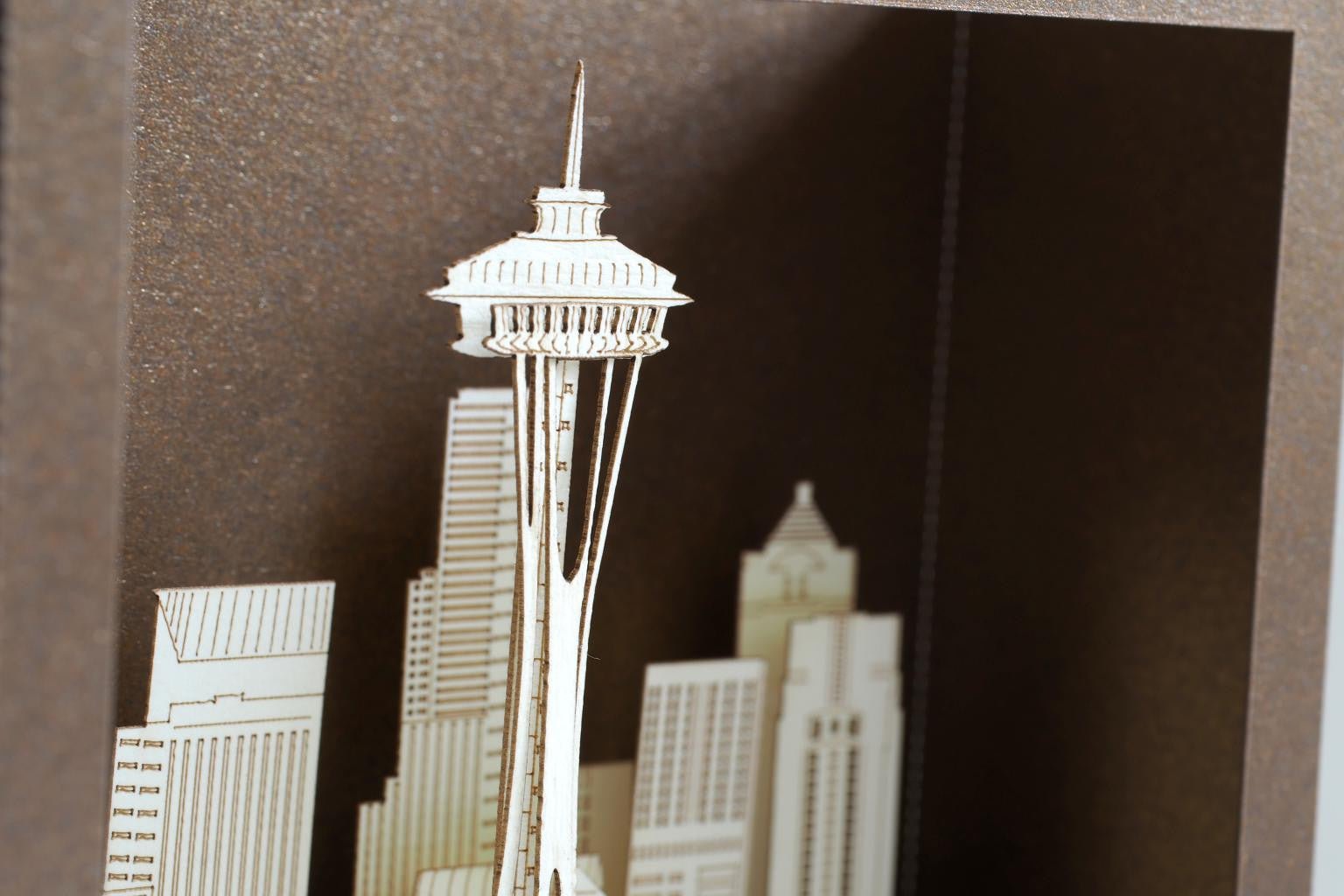 The Seattle Skyline, Washington, USA pop-up card - ColibriGift