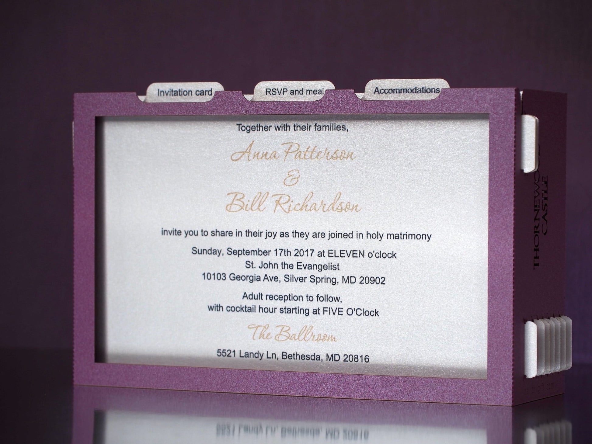 Thornewood Castle wedding RSVP card. Marriage invitations. Party venue pop up miniature. Pop up cards. USA - ColibriGift
