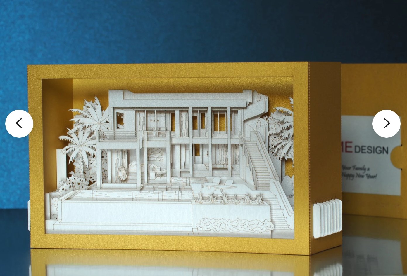 Villa pop up paper laser cut miniature box. - ColibriGift
