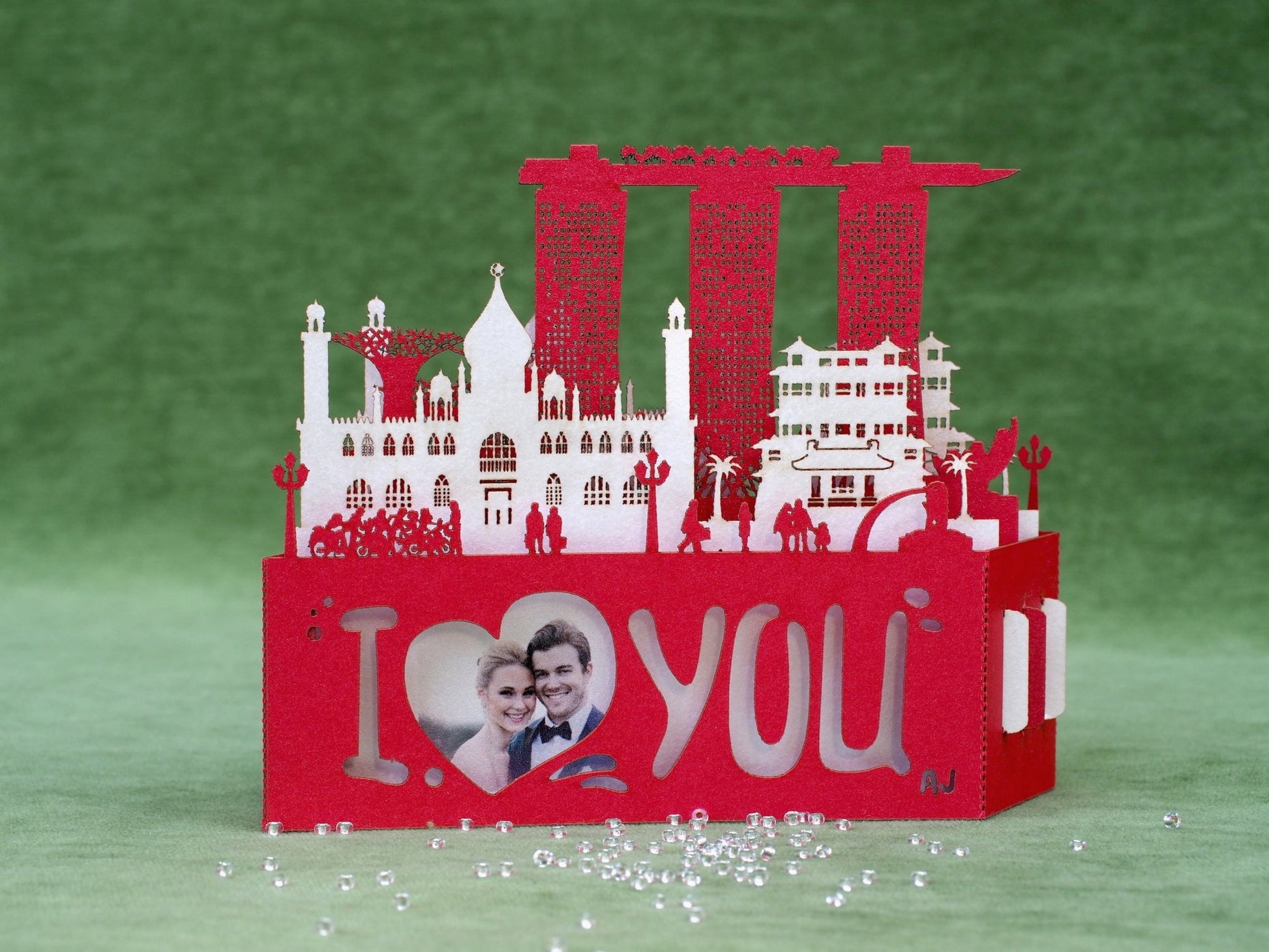 Wedding Gift I love you Card Singapore Landmarks pop-up card - ColibriGift