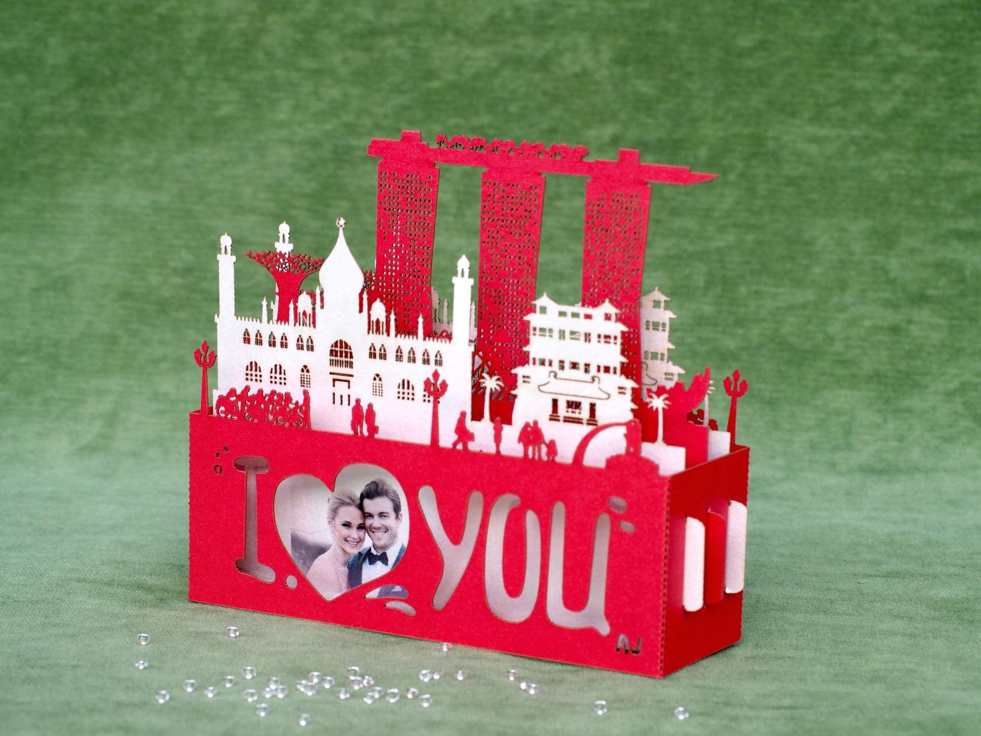 Wedding Gift I love you Card Singapore Landmarks pop-up card - ColibriGift
