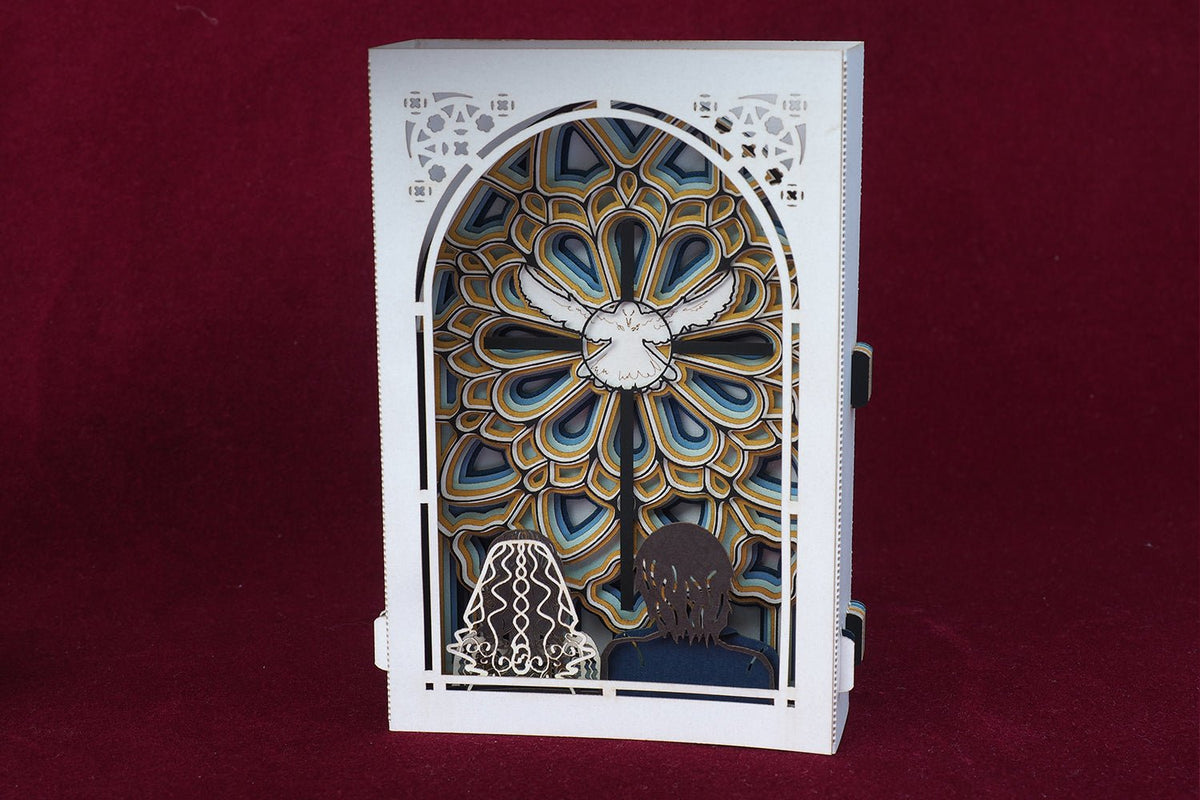 Stained Glass Church paper laser cut wedding card