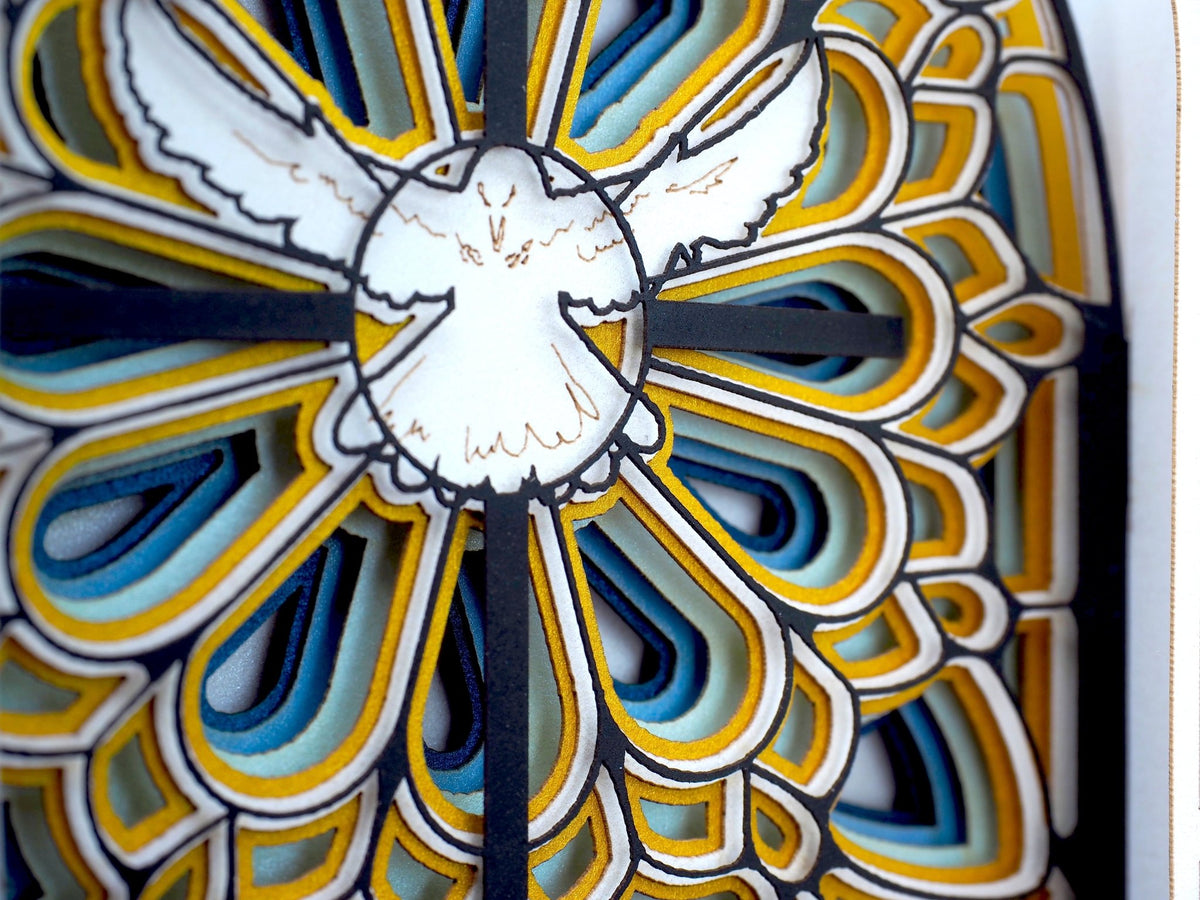 laser cut paper Church Stained Glass card